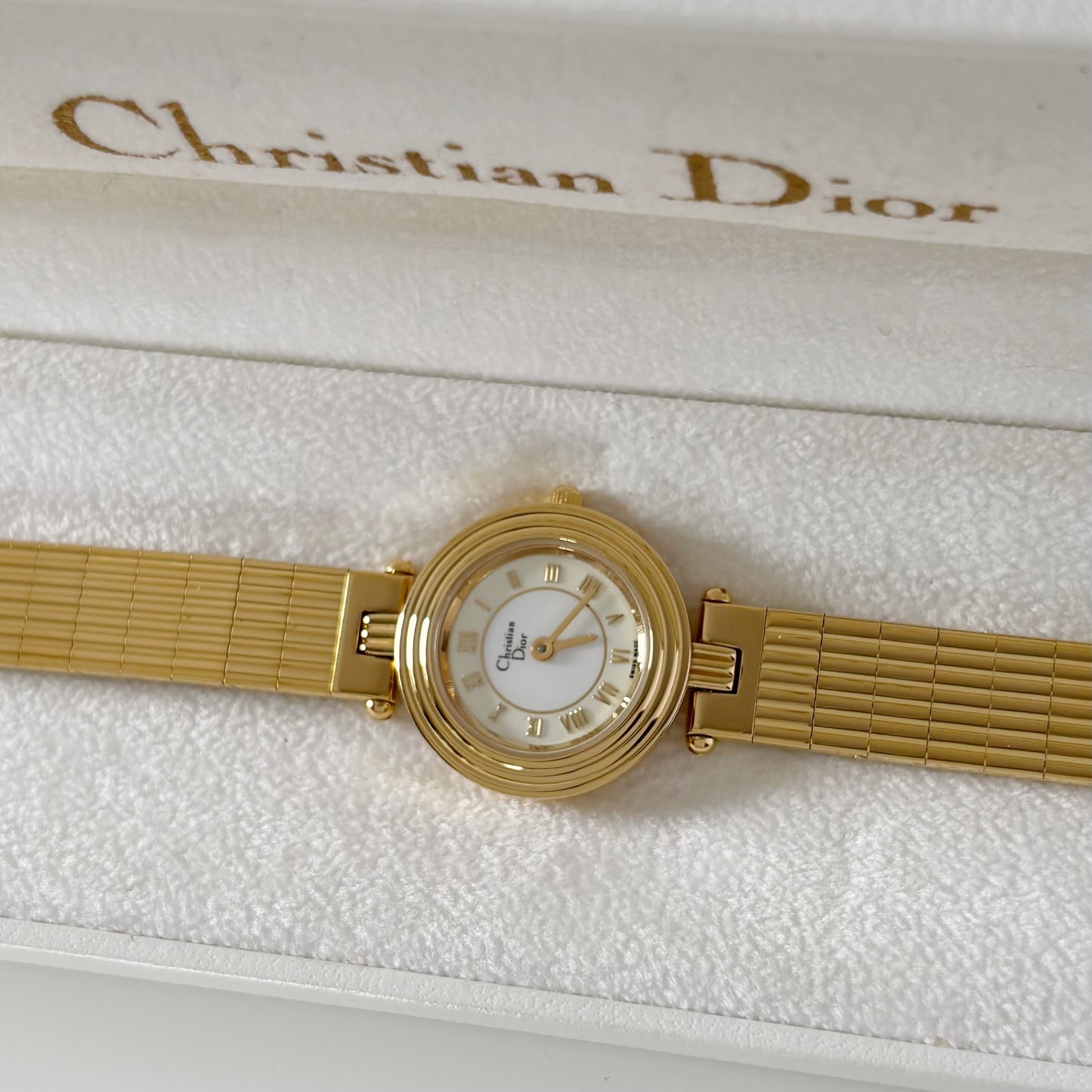 Dior 1990s Round Dial Gold Plated Watch