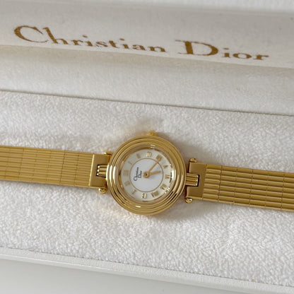 Dior 1990s Round Dial Gold Plated Watch
