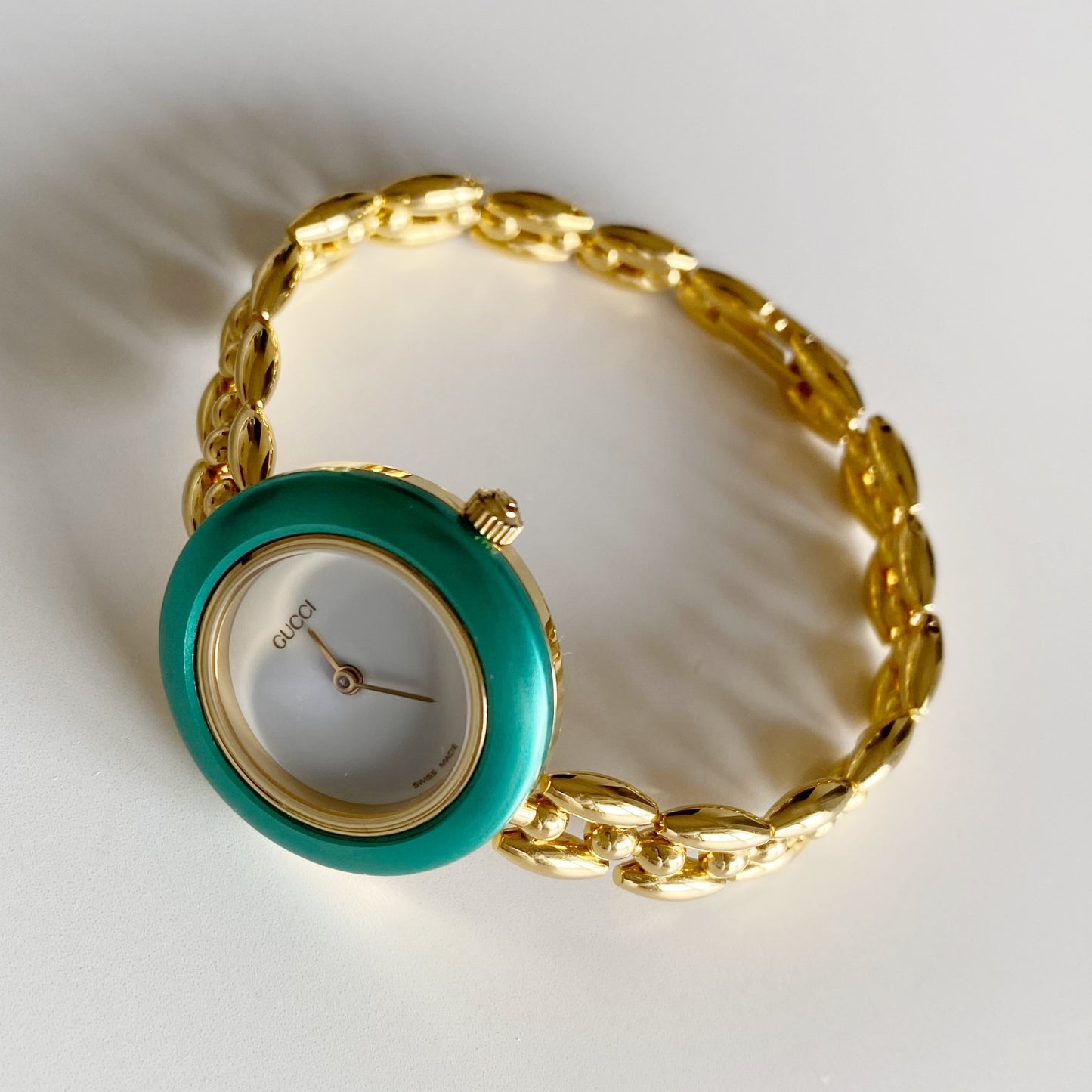 Gucci 1990s Interchangeable Bezel Gold Plated Watch with 6 bezels, case (160mm)