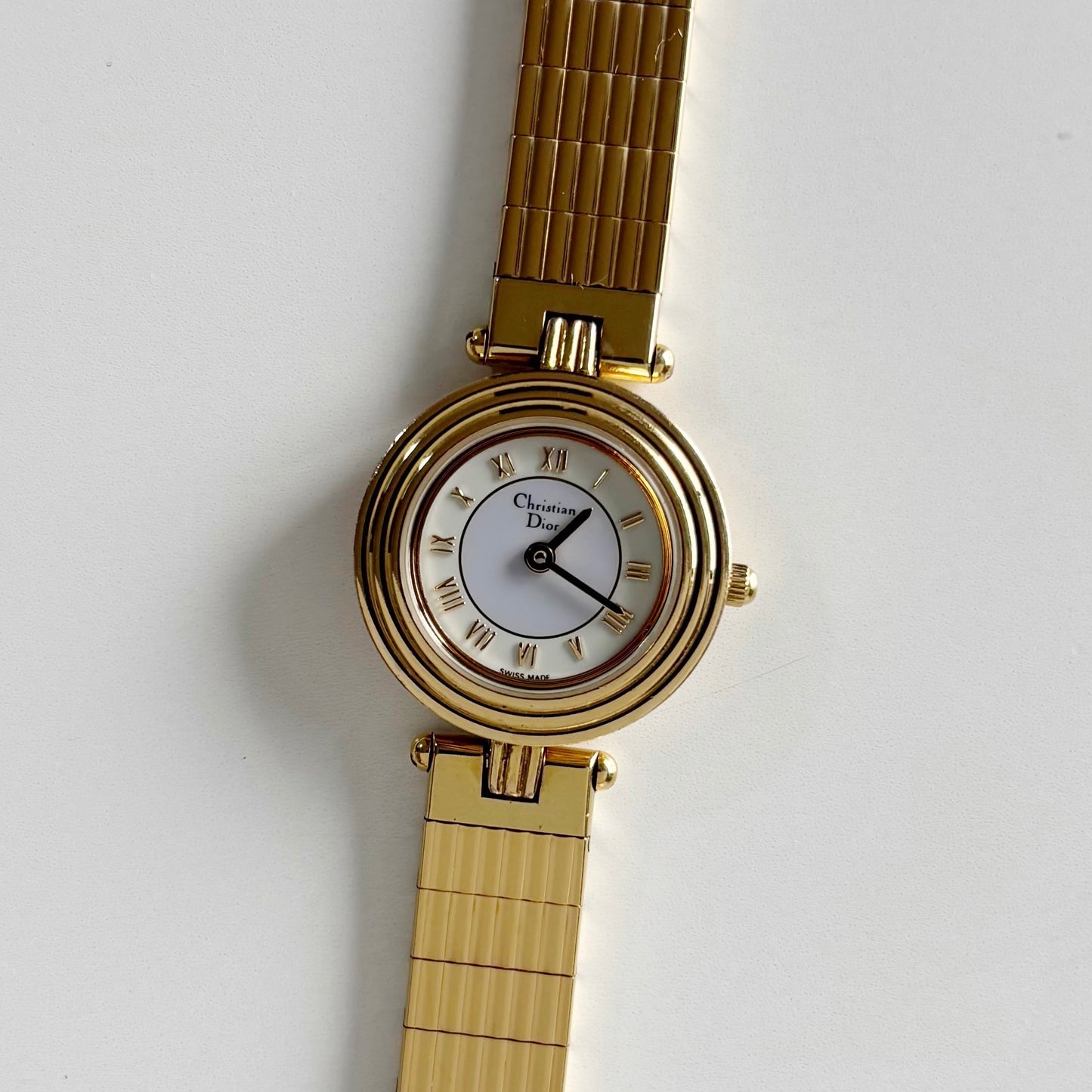 Dior 1990s Round Dial Gold Plated Watch