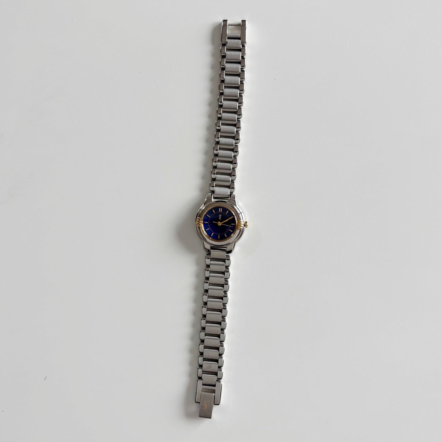 Yves Saint Laurent 1990s Navy Dial Two Tone Watch