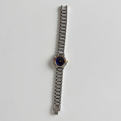 Yves Saint Laurent 1990s Navy Dial Two Tone Watch