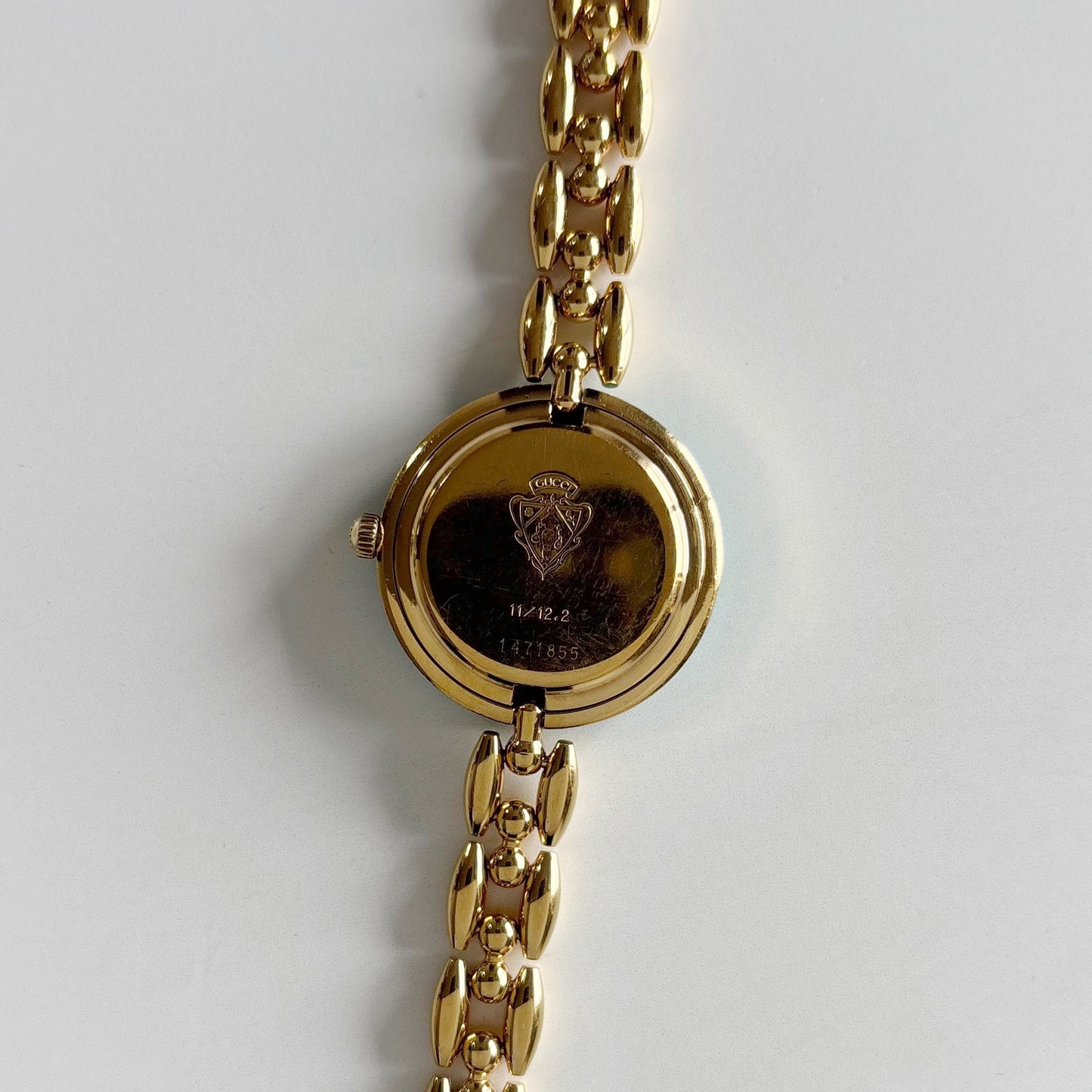 Gucci 1990s Interchangeable Bezel Gold Plated Rice Chain Watch with 6 bezels, case (160mm)