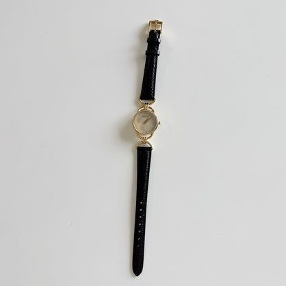 Gucci 1990s Seashell Dial Gold Plated Horsebit Watch