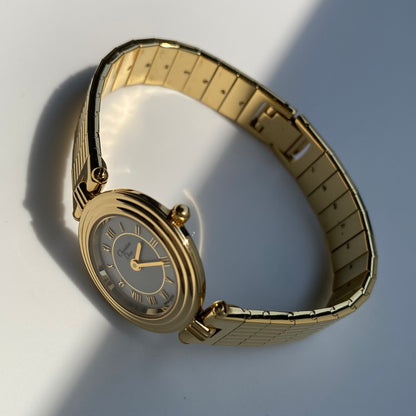 Dior 1990s Round Dial Gold Plated Watch