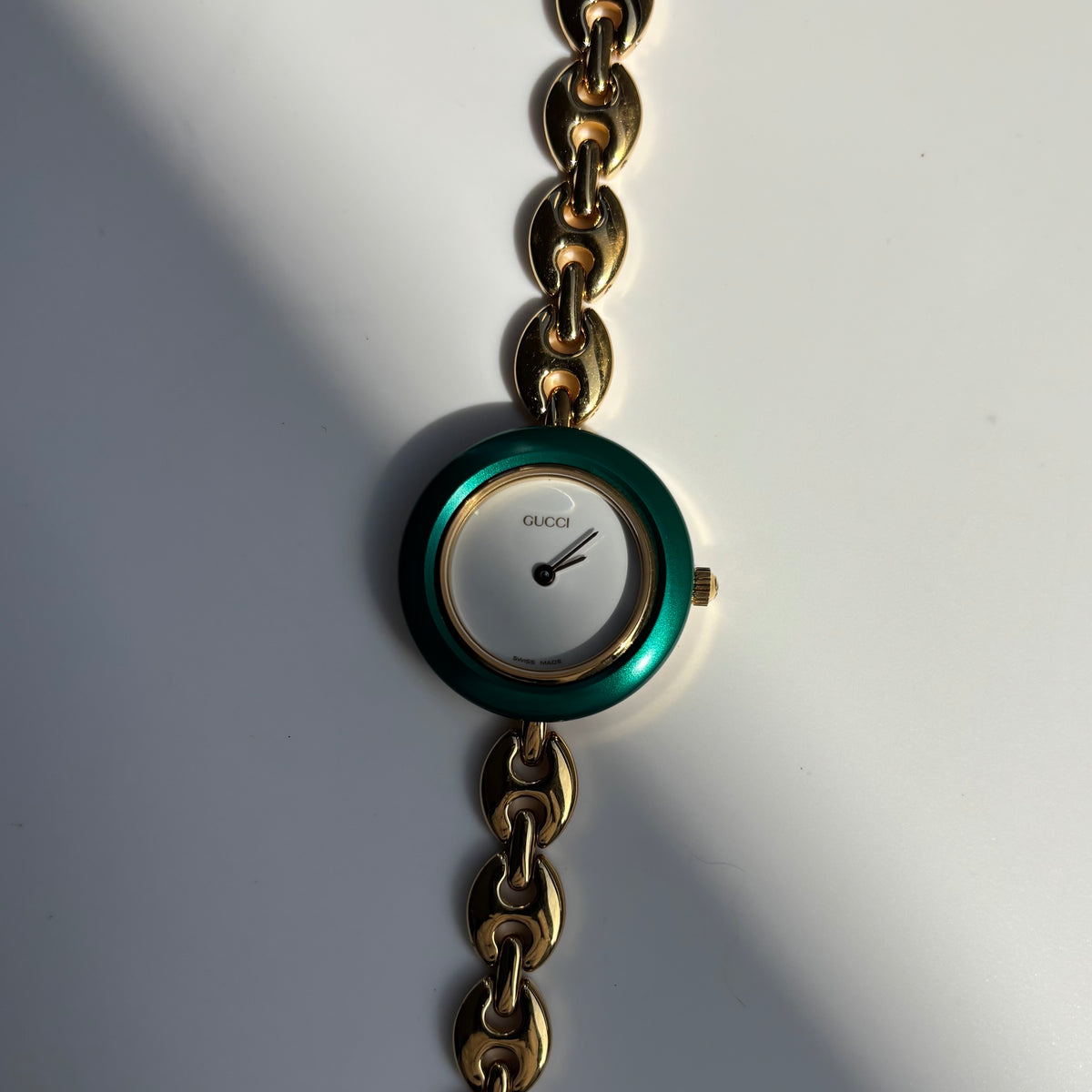 Gucci 1990s Interchangeable Bezel Gold Plated Chain Watch with 6 bezels, case (165mm)