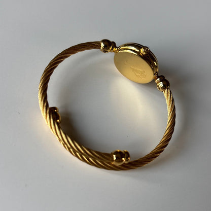 Gucci 1990s Black Dial Gold Plated Cable Bangle Watch
