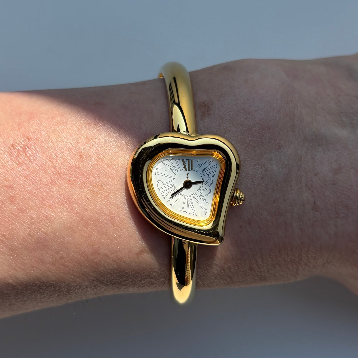 Yves Saint Laurent 1990s Heart Shaped Dial Gold Plated Watch