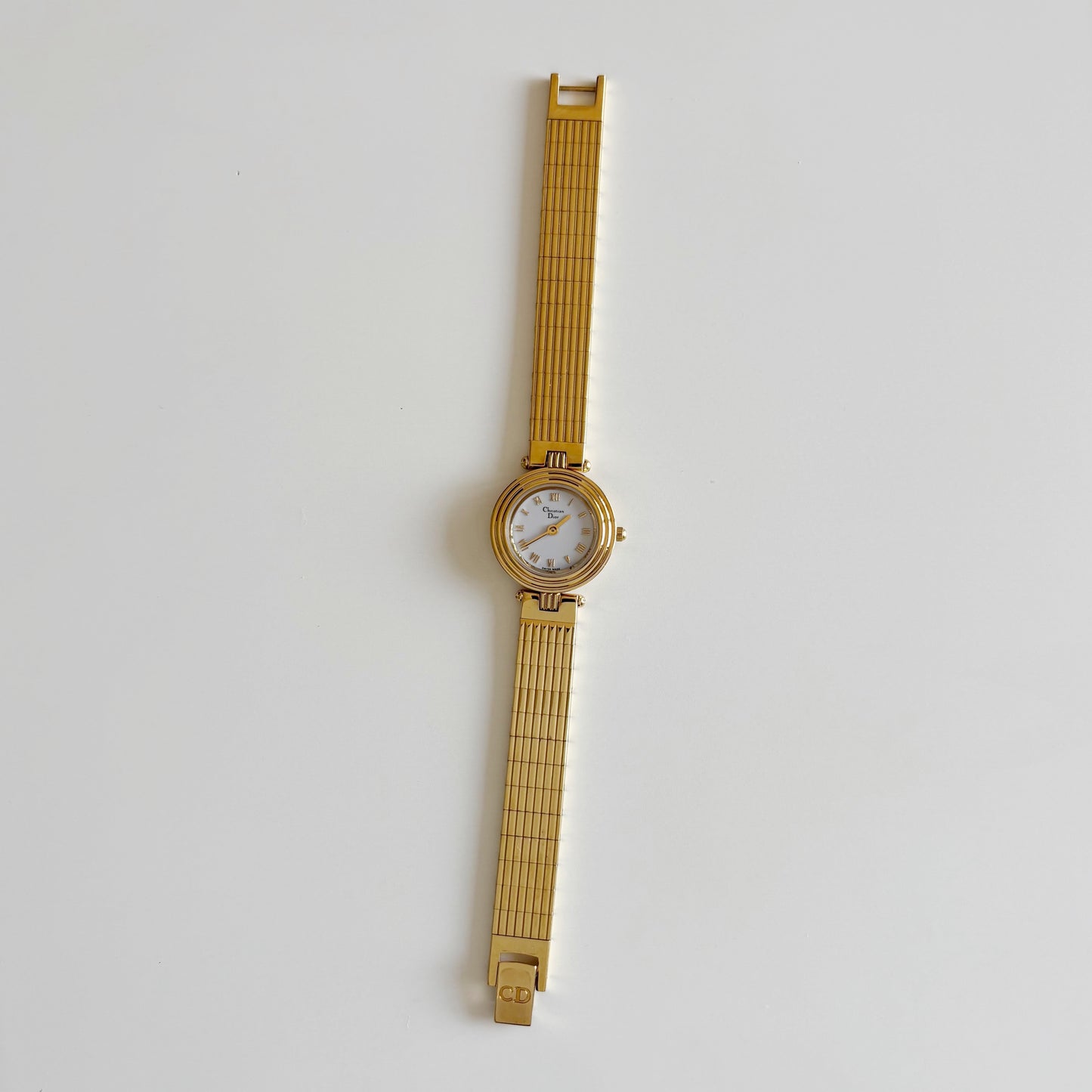 Dior 1990s Round Dial Gold Plated Watch