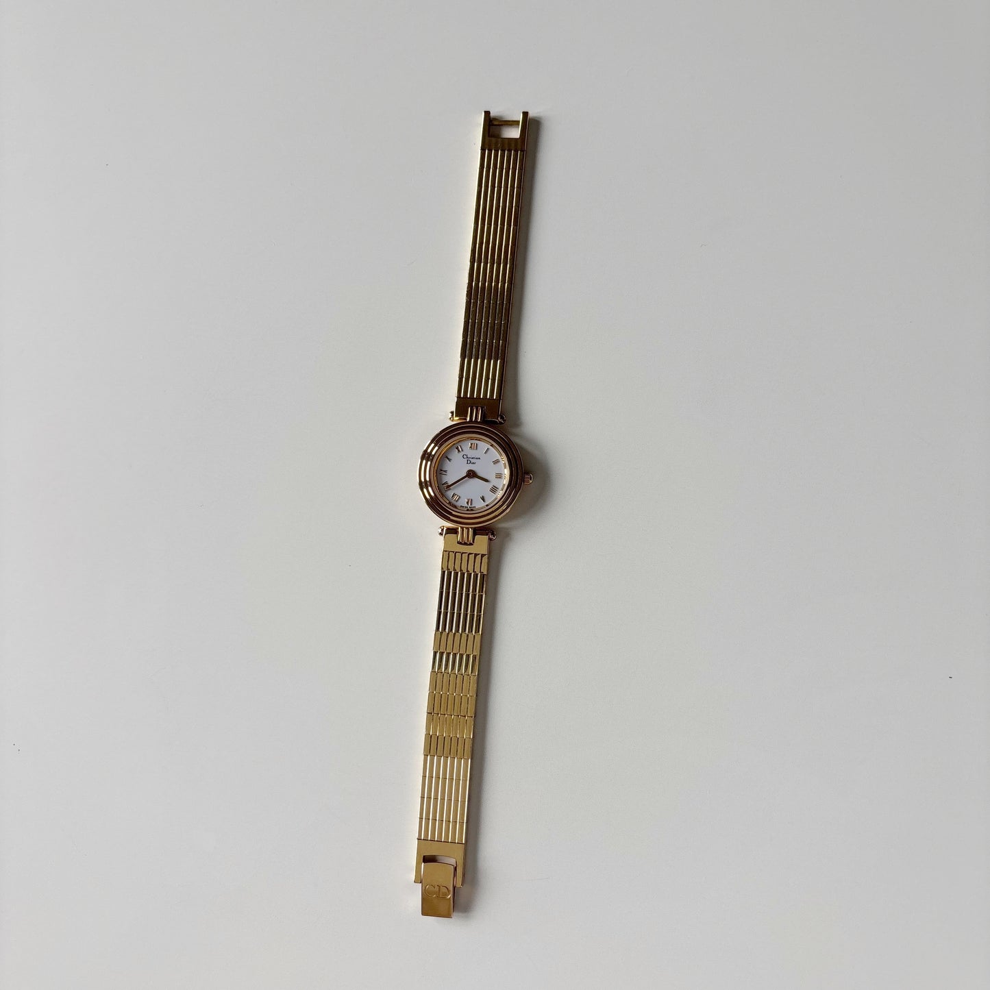 Dior 1990s Round Dial Gold Plated Watch