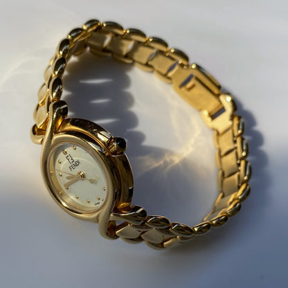 Fendi 1990s Seashell Dial Gold Plated Watch