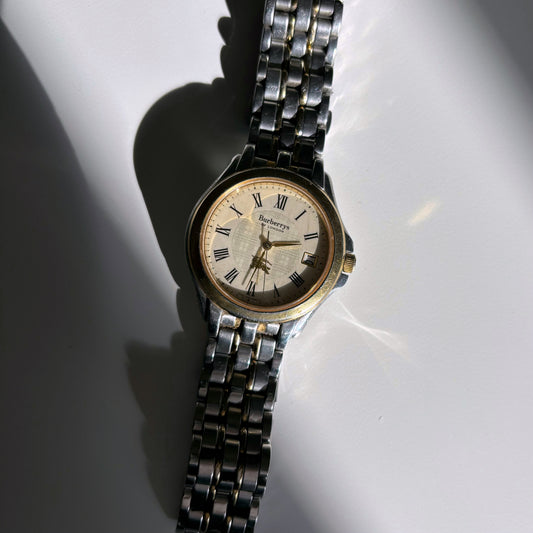 Burberry Vintage Two Tone Stainless Steel Round Watch