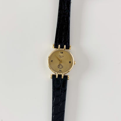 Dior 1990s Round Dial Gold Plated Watch