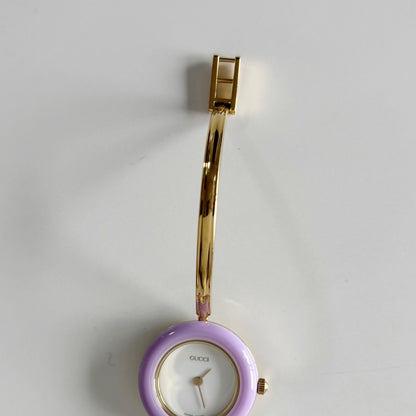 Gucci 1990s Interchangeable Bezel Gold Plated Bangle Watch with 12 bezels, case