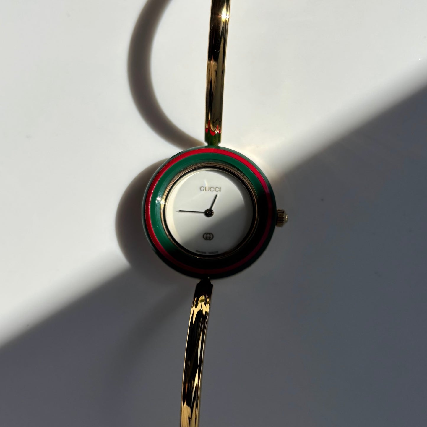 Gucci 1990s Interchangeable Bezel Gold Plated Watch with 12 bezels, case (Small)