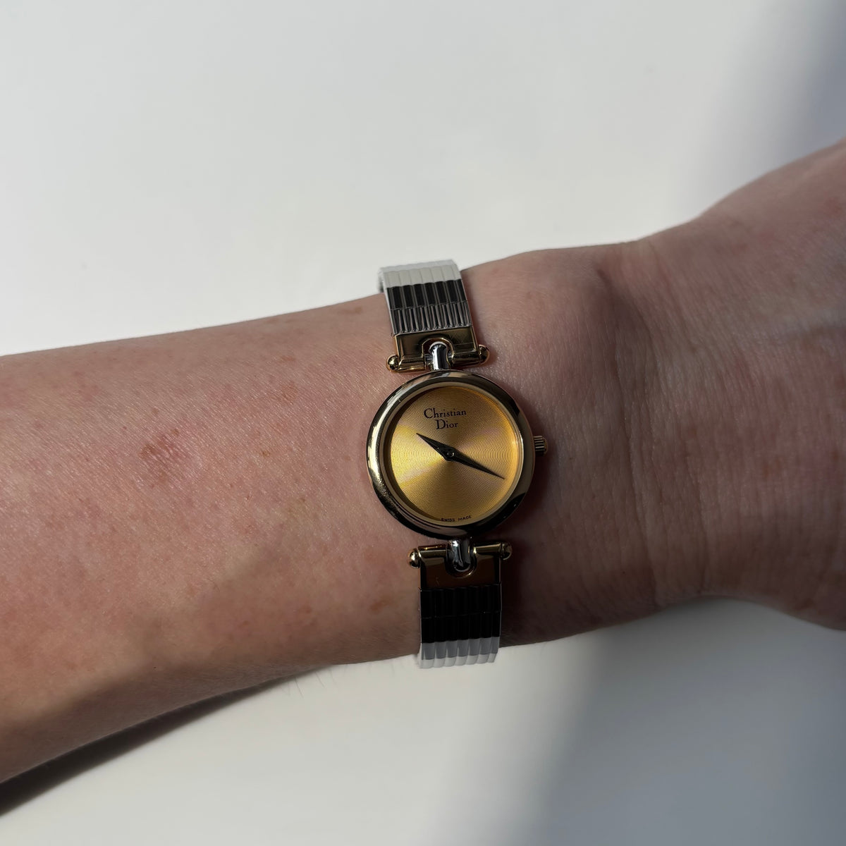 Dior 1990s Round Dial Gold Plated Two Tone Watch