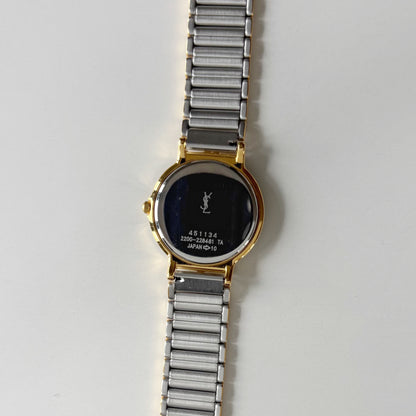 Yves Saint Laurent 1990s Round Dial Two Tone Gold Plated Watch
