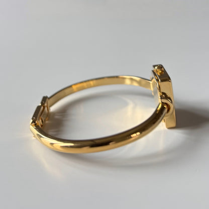 Gucci 1990s Square Dial Gold Plated Bangle Watch