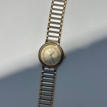 Yves Saint Laurent 1990s Round Dial Two Tone Gold Plated Watch