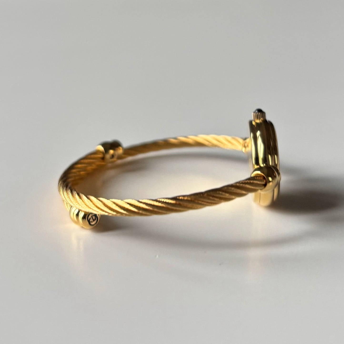 Gucci 1990s Black Dial Gold Plated Cable Bangle Watch