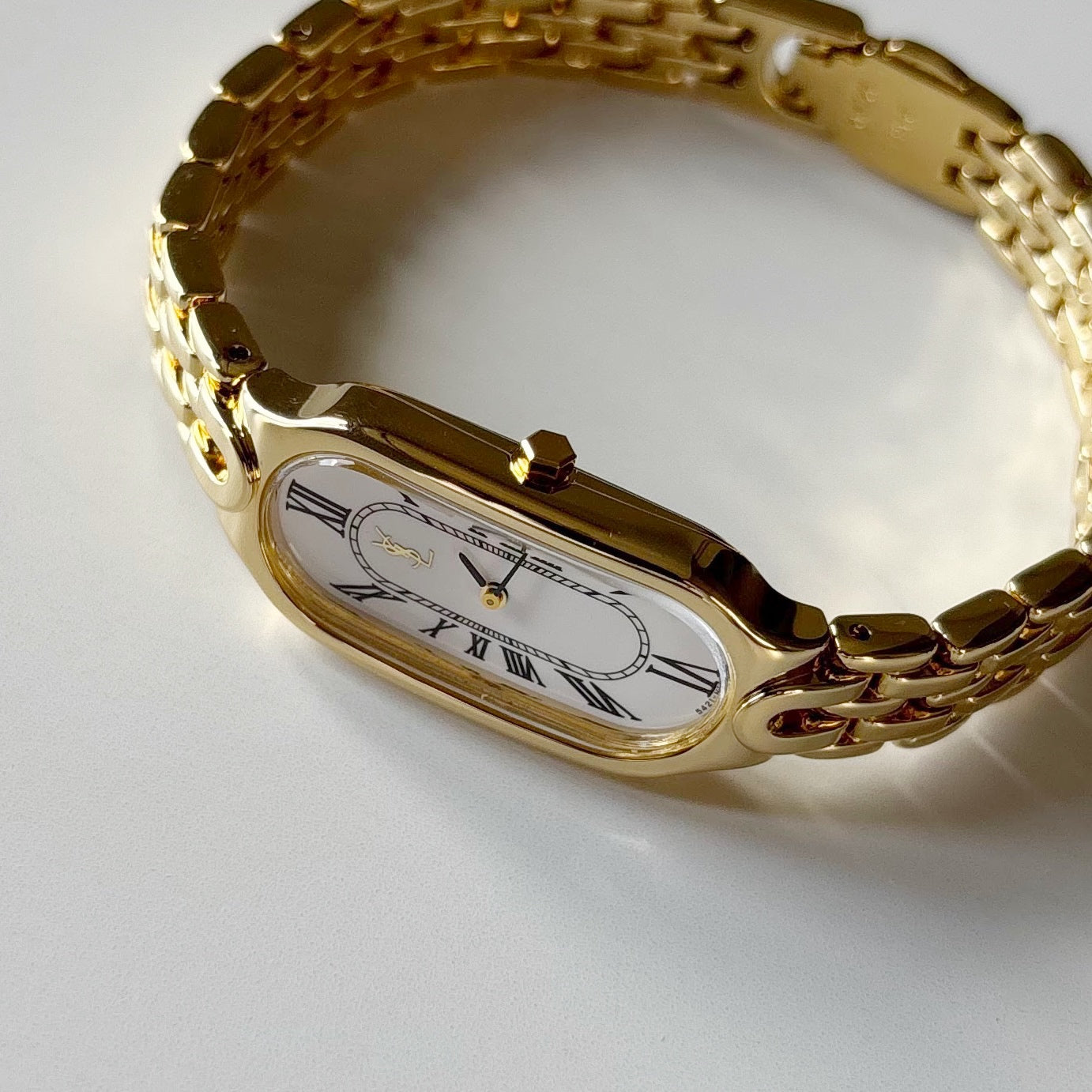 Yves Saint Laurent 1990s Oval Dial Gold Plated Watch