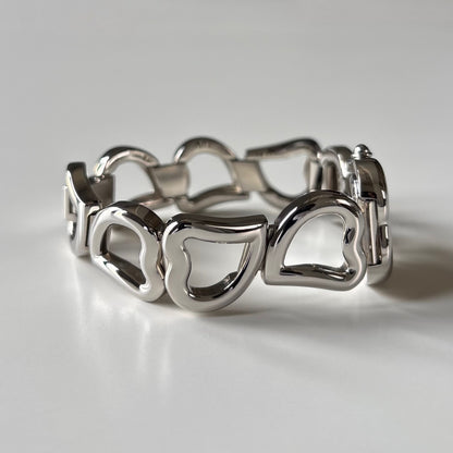 Yves Saint Laurent 1990s Heart Shaped Dial Band Silver Watch