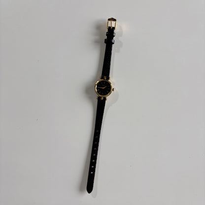Gucci 1990s Black Round Dial Gold Plated Watch