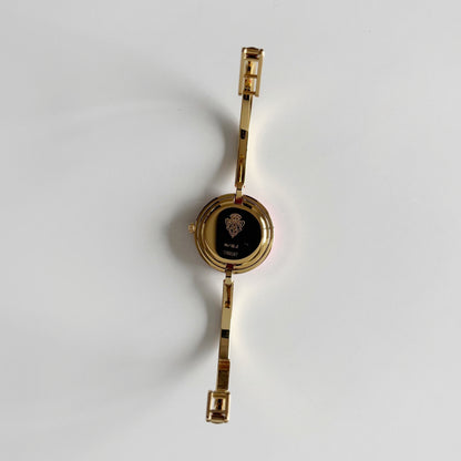 Gucci 1990s Interchangeable Bezel Gold Plated Bangle Watch with 12 bezels, case