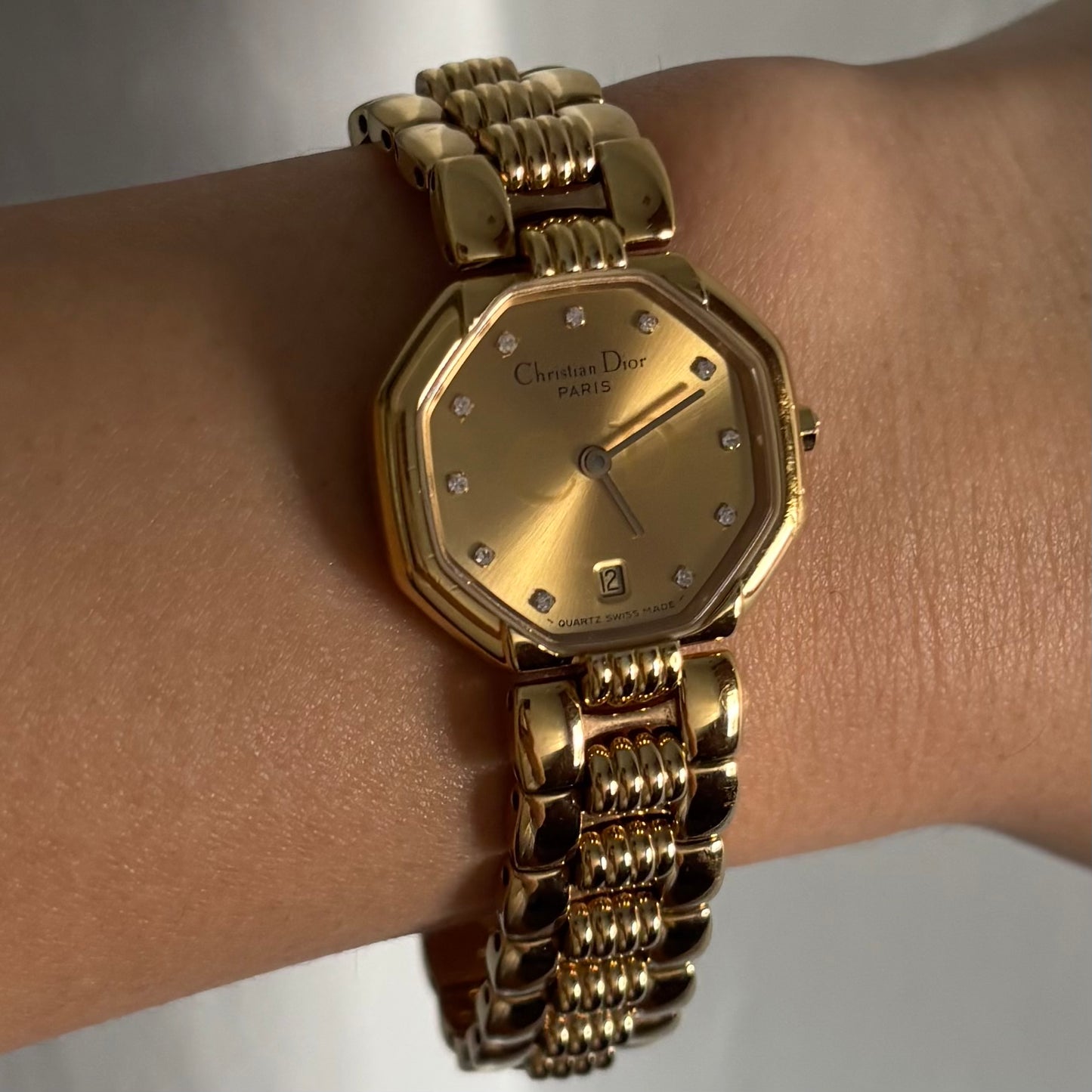 Dior 1990s Octagon Gold Plated Watch