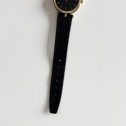 Gucci 1990s Black Dial Gold Plated Watch (Large)