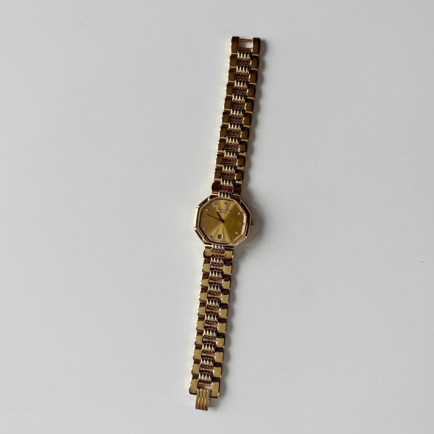 Dior 1990s Octagon Gold Plated Watch