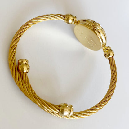 Gucci 1990s Seashell Dial Gold Plated Cable Bangle Watch