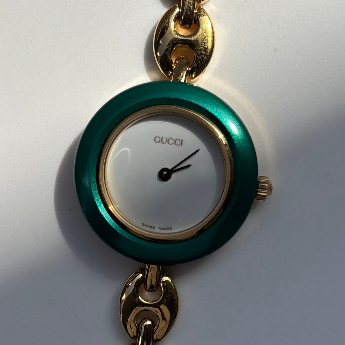 Gucci 1990s Interchangeable Bezel Gold Plated Chain Watch with 6 bezels, case (165mm)