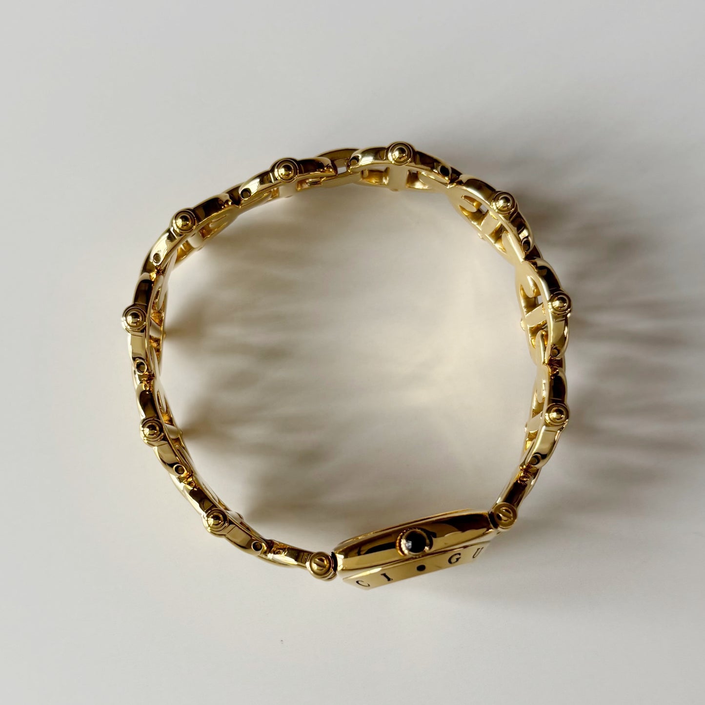 Gucci 1990s Seashell Dial Horsebit Gold Plated Watch