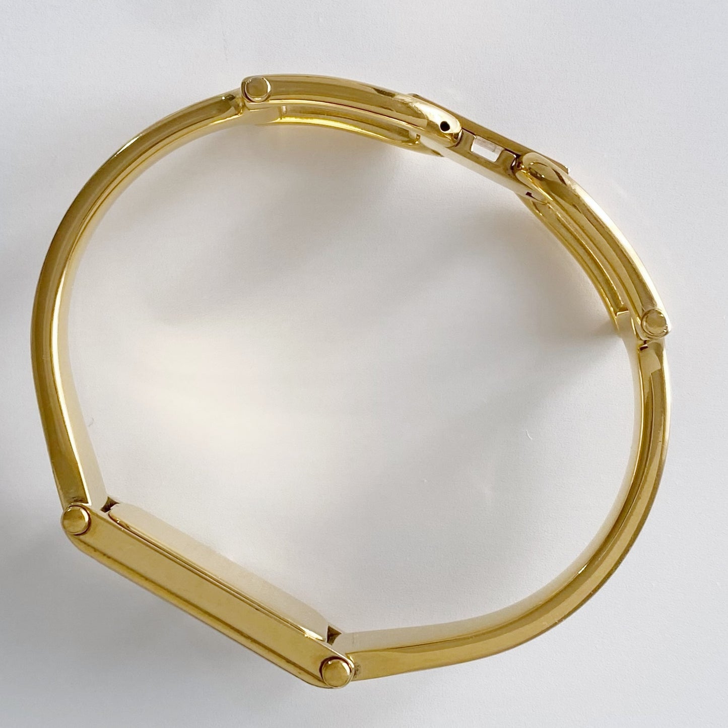 Gucci 1990s Seashell Dial Rectangular Gold Plated Bangle Watch