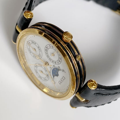 Gucci 1980s Gold Plated Moon Phase Watch