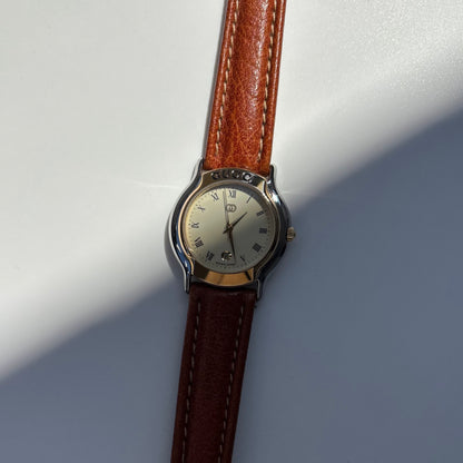 Gucci 1990s Date Round Dial Two Tone Watch