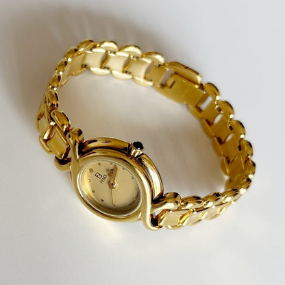 Fendi 1990s Round Dial Gold Plated Watch