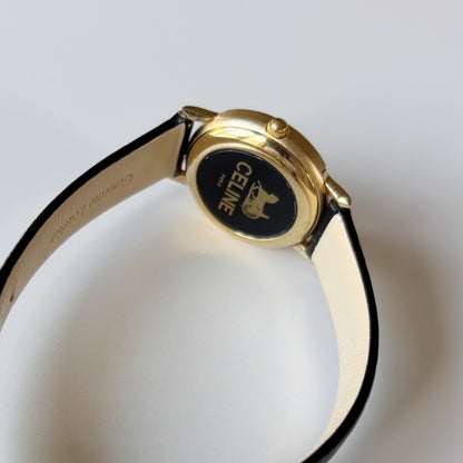 Celine 1990s Round Dial Gold Plated Watch