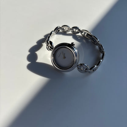Gucci 1990s Interchangeable Bezel Stainless steel Chain Watch with 6 bezels, case (165mm)
