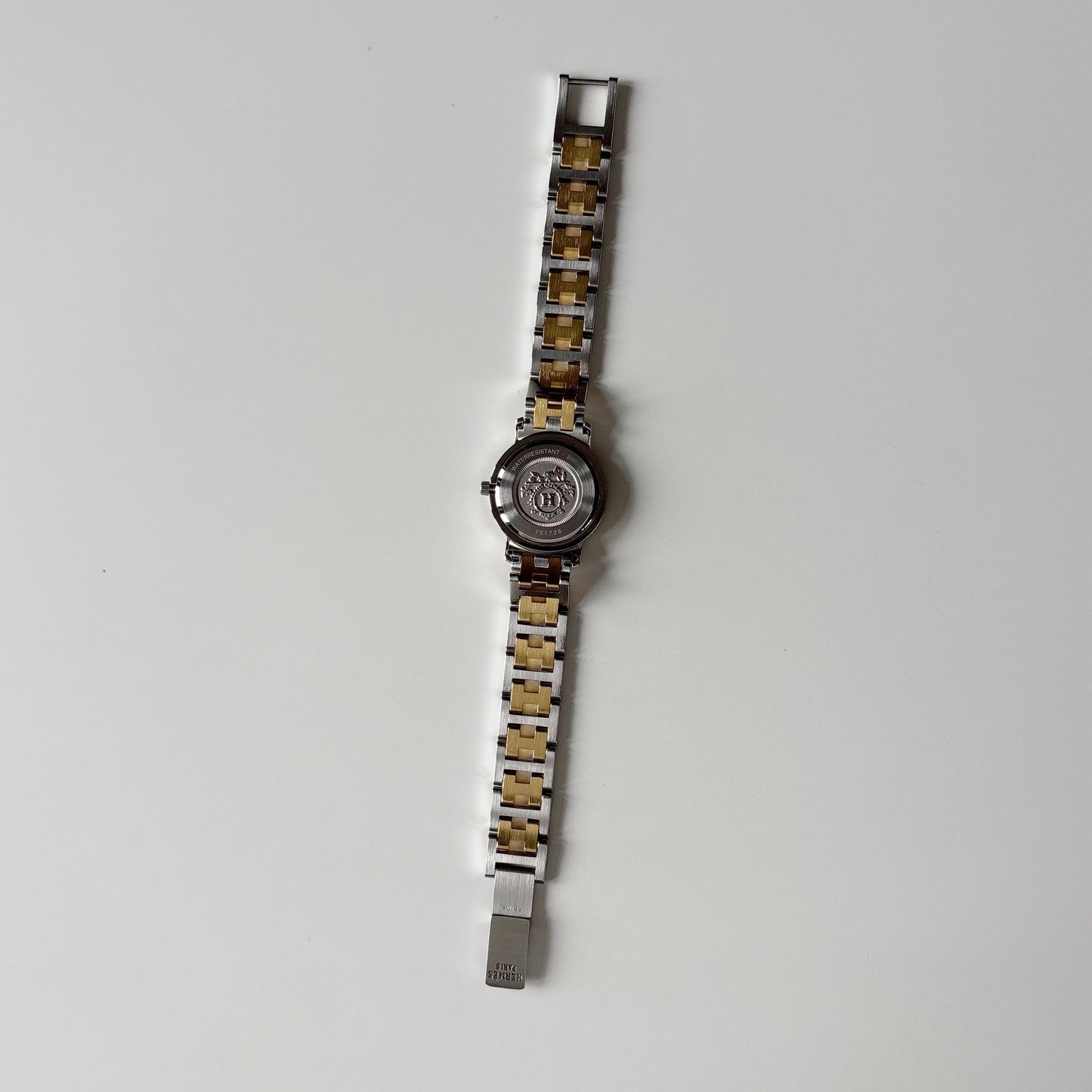 Hermes 1990s Clipper Date Round Dial Gold Plated Two Tone Watch