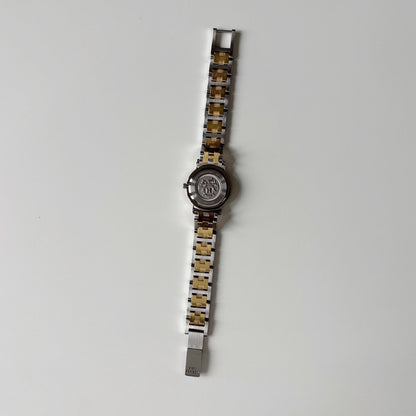 Hermes 1990s Clipper Date Round Dial Gold Plated Two Tone Watch