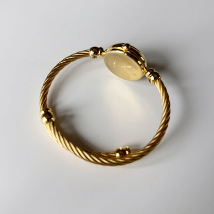 Gucci 1990s Seashell Dial Gold Plated Cable Bangle Watch