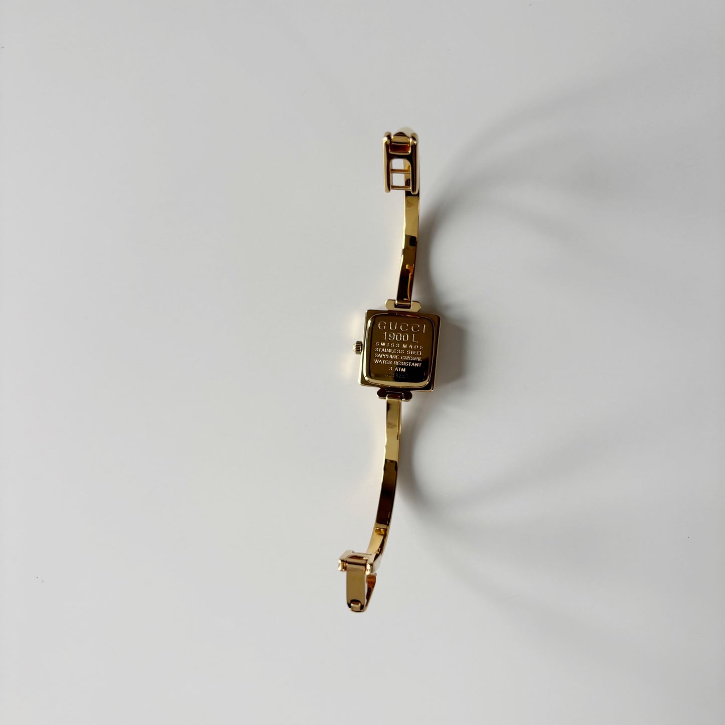 Gucci 1990s Square Dial Gold Plated Bangle Watch