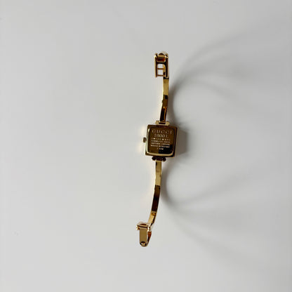 Gucci 1990s Square Dial Gold Plated Bangle Watch