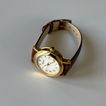 Gucci 1990s Date Round Dial Gold-Plated Watch