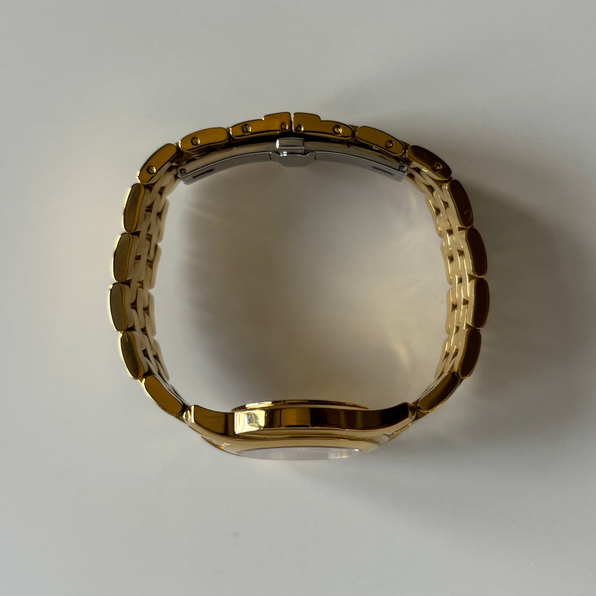 Gucci 1990s Date Black Round Dial Gold-Plated Watch