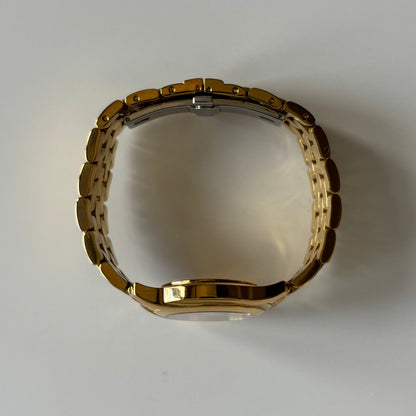 Gucci 1990s Date Black Round Dial Gold-Plated Watch