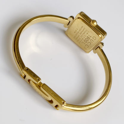 Gucci 1990s Square Gold Plated Bangle Watch