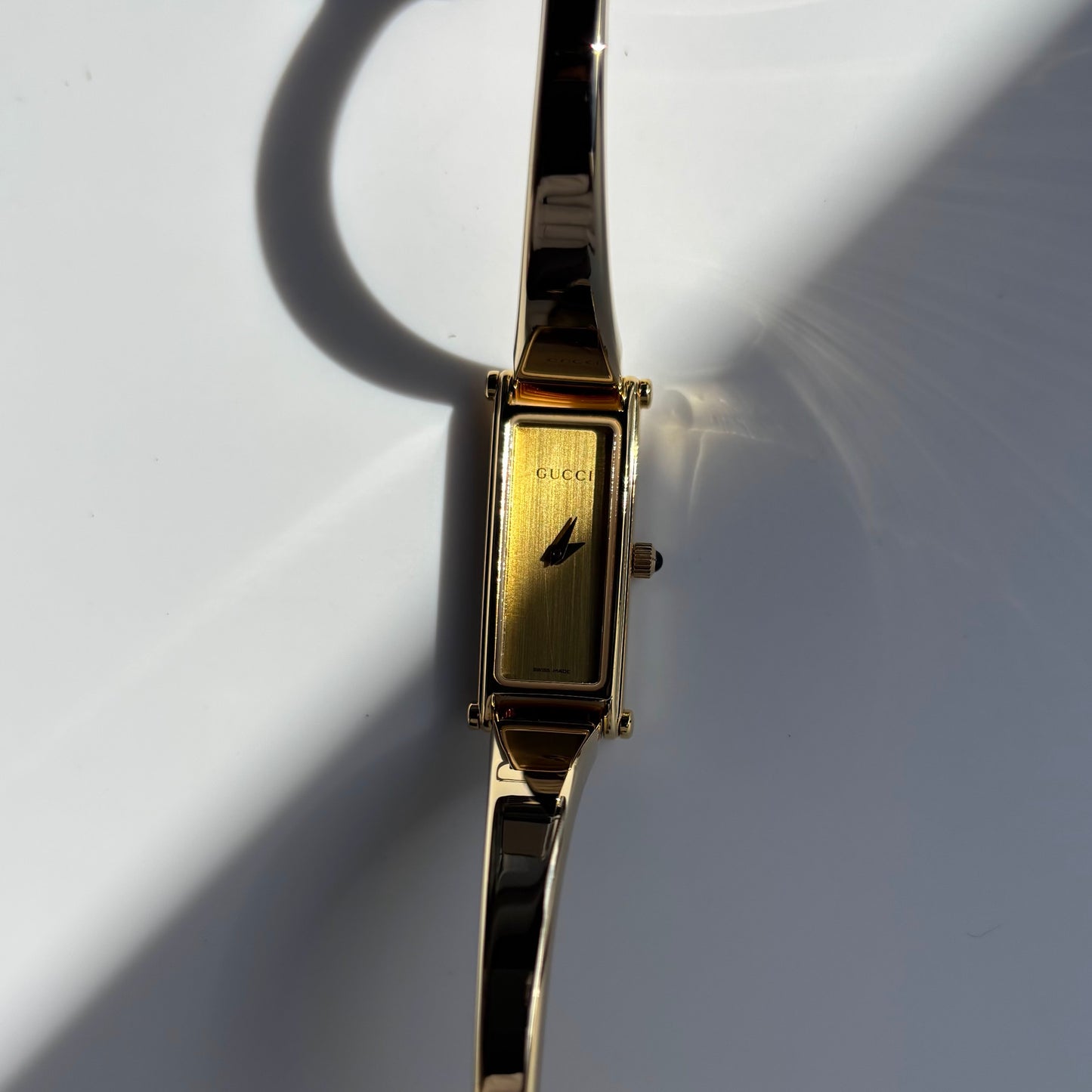 Gucci 1990s  Gold Dial Gold Plated Bangle Watch